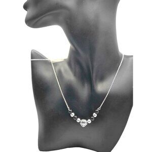 Sterling Silver Necklace Cat Head Pendant Black & Silver Beads Animal Jewelry